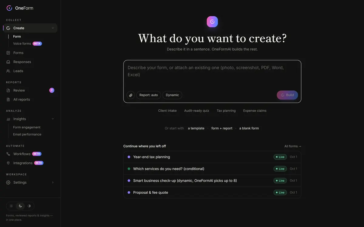 OneForm: Create with AI