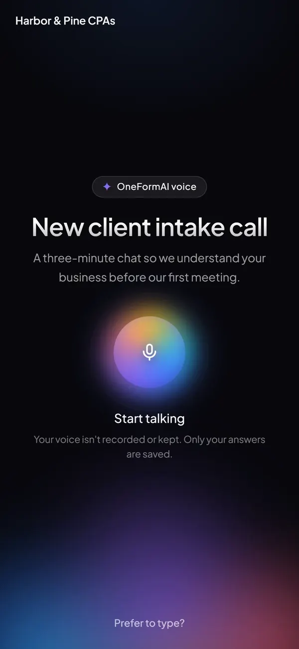OneForm: Voice forms on a phone (beta)